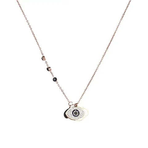 DOKCHAN Evil Eye Protection Nazariya Design Chain Metal Pendant Necklace for Women & Girls