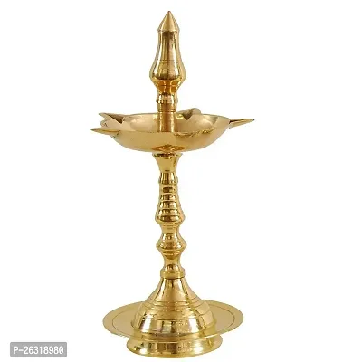 DOKCHAN Traditional Brass Kerala Kuthu Vilakku Fancy Diya Stand Lamp Brass Table Diya-thumb0