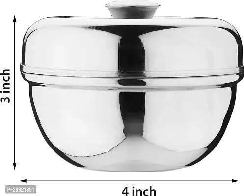 DOKCHAN Stainless Steel Heavy Gauge Multipurpose Containers for Kitchen | Mirror Glossy Finish (Pack 02 | 500ml)-thumb5