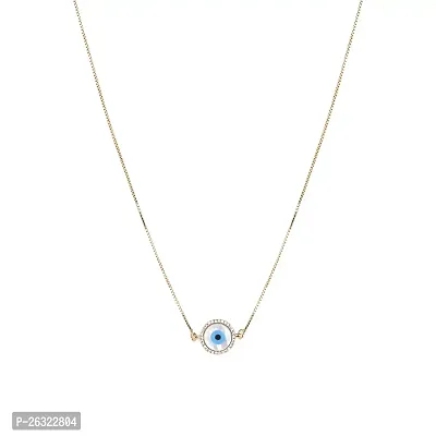 DOKCHAN Evil Eye Protection Round Nazariya Design Chain Metal Pendant Necklace for Women  Girls