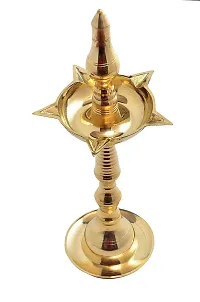 DOKCHAN Traditional Brass Kerala Kuthu Vilakku Fancy Diya Stand Lamp Brass Table Diya-thumb1