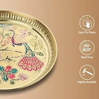 Dokchan Pure Brass Peacock Thali | Peacock Designer Brass Plate | Premium Peacock Design Pooja thali (Size - 7 inches)-thumb4