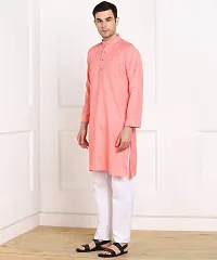 RELEVANCE Cotton Men's Straight Long Kurta for Men Latest Traditional Ikat Pattern Design (Pack of 1)-thumb2