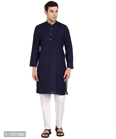 RELEVANCE Cotton Men's Straight Long Kurta for Men Latest Traditional Ikat Pattern Design (Pack of 1)