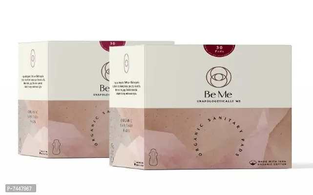 Be Me - Sanitary Pads for Women - LARGE (Moderate - Heavy Flow) - Pack of 60 Pads - With Disposal Pouches, Rash Free, Biodegradable, Anti Bacterial Napkins.