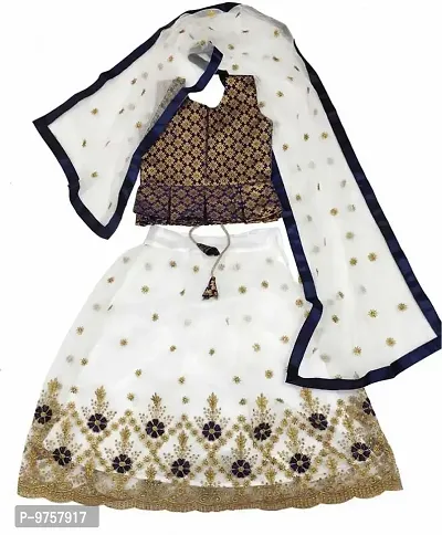 Girls Embroidered Net Semi Stitched  Lehenga Choli Set