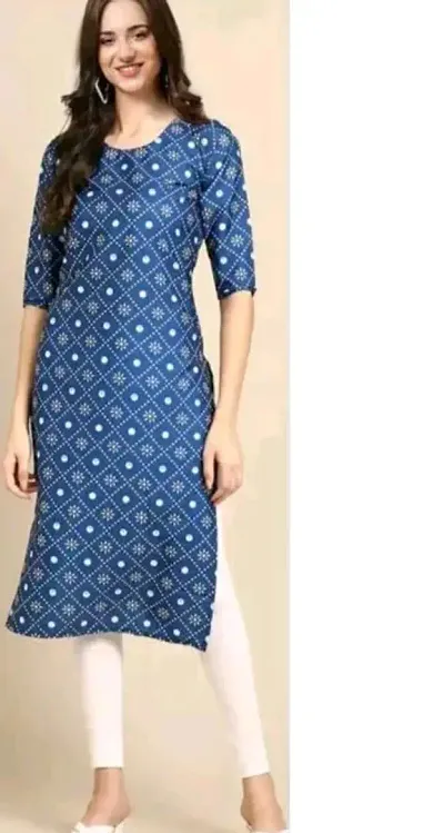 Stylish Straight Printed Crepe Kurta