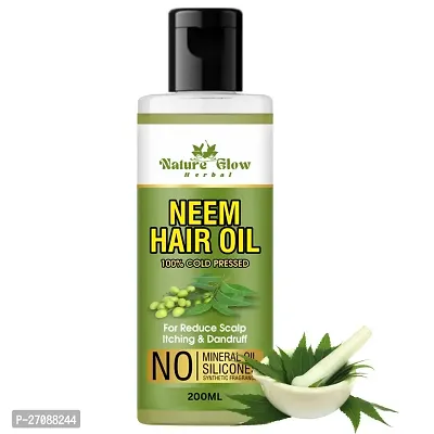 Nature Glow Herbal Neem Oil - Pure Cold Pressed Natural Neem Oil for Skin and Hair Care - Moisturizing, Soothing, and Antioxidant-Rich Formula ,Natural Beauty,-200ml