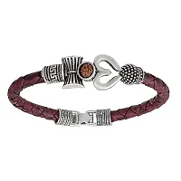 AASTHA IMAGINE #1 Trishul Damru OM Rudraksha Leather Mahadev Mahakal Shiva Bhakt Bahubali Navaratri Special Kada Bracelet for Men  Women-thumb1