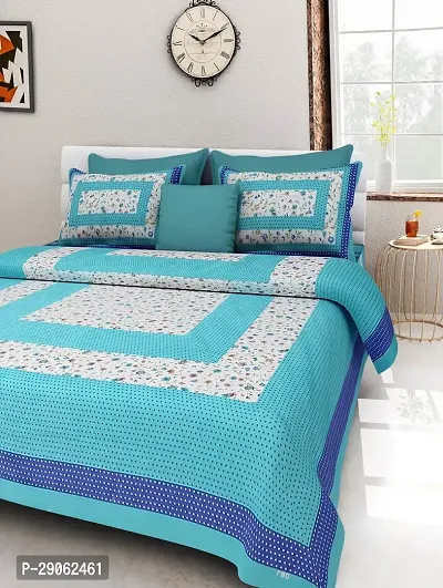 Trendy Cotton Printed Double Bedsheets With Two Pillow Covers-thumb0