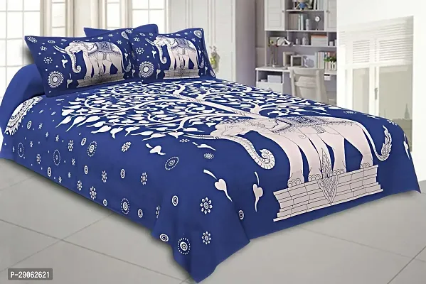 Trendy Cotton Printed Double Bedsheets With Two Pillow Covers-thumb0