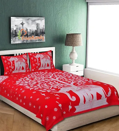 Printed Cotton Double Bedsheet with 2 Pillow Cover