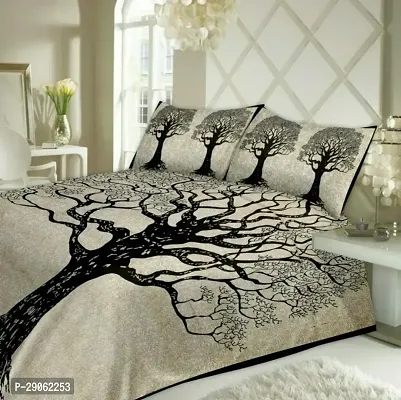 Trendy Cotton Printed Double Bedsheets With Two Pillow Covers-thumb0