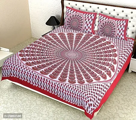 Trendy Cotton Printed Double Bedsheets With Two Pillow Covers-thumb0