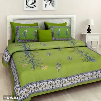 Trendy Cotton Printed Double Bedsheets With Two Pillow Covers-thumb0