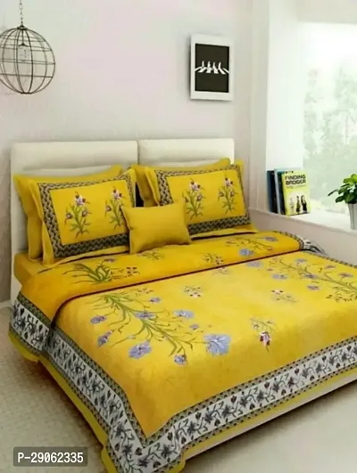 Trendy Cotton Printed Double Bedsheets With Two Pillow Covers-thumb0