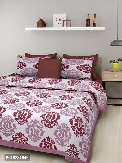 Comfortable Cotton Printed Flat Double Bedsheet with 2 Pillow Covers-thumb0