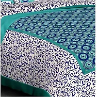 Shree SD Creation Jaipuri Prints Cotton Sanganeri Bedsheet Double Green 1 Bedsheet 3 Pillow-thumb1