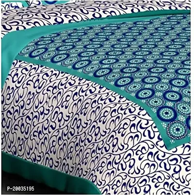 Shree SD Creation Jaipuri Prints Cotton Sanganeri Bedsheet Double Green 1 Bedsheet 3 Pillow-thumb2