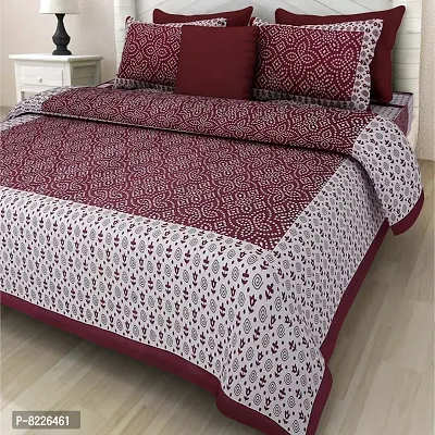 Stunning Rajasthani Jaipuri Cotton Printed Double Bedsheets With Two Pillow Covers