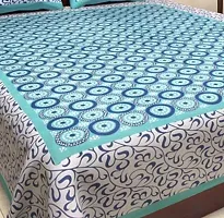 Stunning Rajasthani Jaipuri Cotton Printed Double Bedsheets With Two Pillow Covers-thumb1