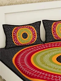 Stunning Rajasthani Jaipuri Cotton Printed Double Bedsheets With Two Pillow Covers-thumb1