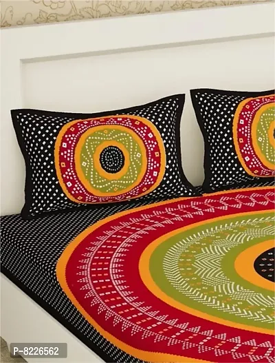 Stunning Rajasthani Jaipuri Cotton Printed Double Bedsheets With Two Pillow Covers-thumb2