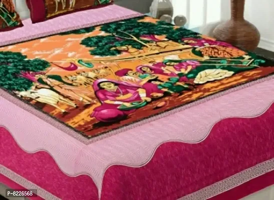 Stunning Rajasthani Jaipuri Cotton Printed Double Bedsheets With Two Pillow Covers-thumb2