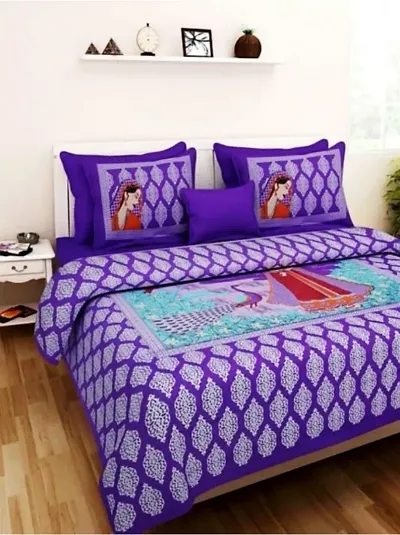 Glace Cotton Printed Double Bedsheets with 2 pillow cover