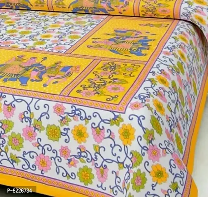 Stunning Rajasthani Jaipuri Cotton Printed Double Bedsheets With Two Pillow Covers-thumb2