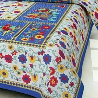 Stunning Rajasthani Jaipuri Cotton Printed Double Bedsheets With Two Pillow Covers-thumb1