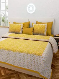 Stunning Rajasthani Jaipuri Cotton Printed Double Bedsheets With Two Pillow Covers-thumb1