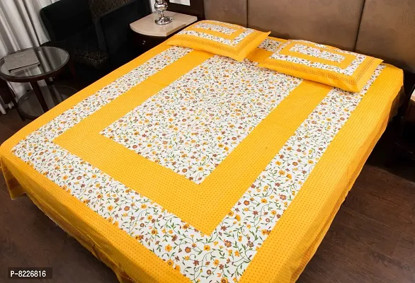 Stunning Rajasthani Jaipuri Cotton Printed Double Bedsheets With Two Pillow Covers