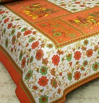 Stunning Rajasthani Jaipuri Cotton Printed Double Bedsheets With Two Pillow Covers-thumb1