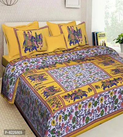 Stunning Rajasthani Jaipuri Cotton Printed Double Bedsheets With Two Pillow Covers