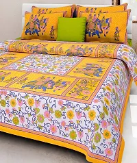 Stunning Rajasthani Jaipuri Cotton Printed Double Bedsheets With Two Pillow Covers-thumb1