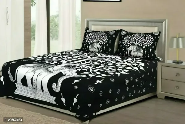 Trendy Cotton Printed Double Bedsheets With Two Pillow Covers