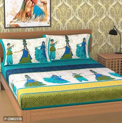 Trendy Cotton Printed Double Bedsheets With Two Pillow Covers-thumb0