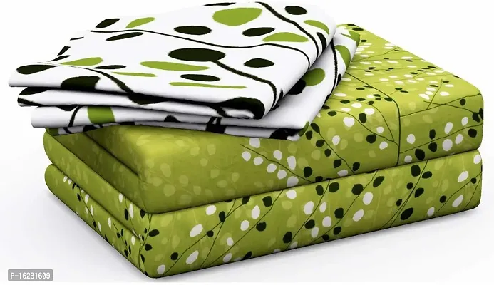 Comfortable Cotton Floral Flat Double Bedsheet with 2 Pillow Covers-thumb3