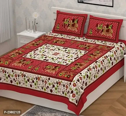 Trendy Cotton Printed Double Bedsheets With Two Pillow Covers-thumb0