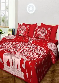 Comfortable Cotton Printed Flat Double Bedsheet with 2 Pillow Covers-thumb3