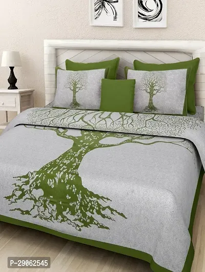 Trendy Cotton Printed Double Bedsheets With Two Pillow Covers-thumb0