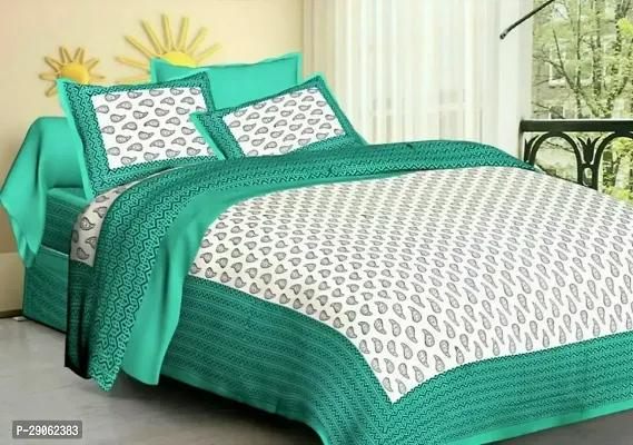 Trendy Cotton Printed Double Bedsheets With Two Pillow Covers-thumb0