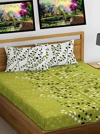 Comfortable Cotton Floral Flat Double Bedsheet with 2 Pillow Covers-thumb3