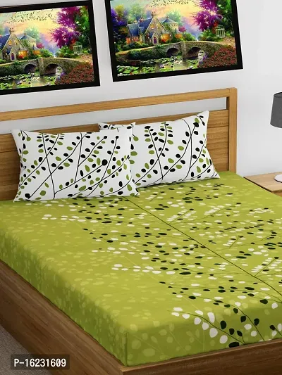 Comfortable Cotton Floral Flat Double Bedsheet with 2 Pillow Covers-thumb4