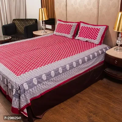 Trendy Cotton Printed Double Bedsheets With Two Pillow Covers-thumb0