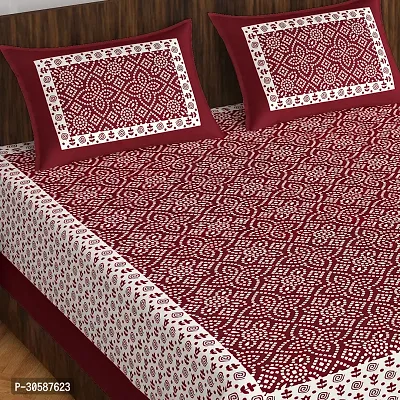 Classy Cotton Printed Maroon Double Bedsheets With 2 Pillow Covers-thumb2