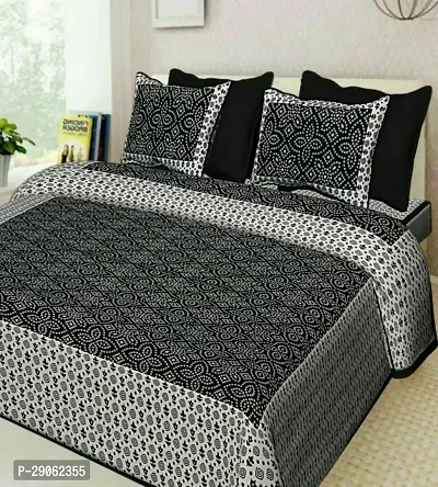 Trendy Cotton Printed Double Bedsheets With Two Pillow Covers-thumb0