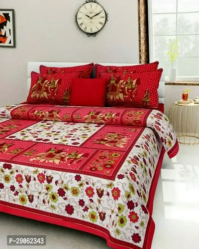 Trendy Cotton Printed Double Bedsheets With Two Pillow Covers-thumb0