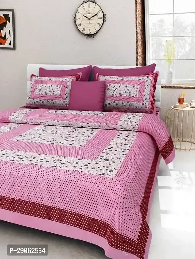 Trendy Cotton Printed Double Bedsheets With Two Pillow Covers-thumb0